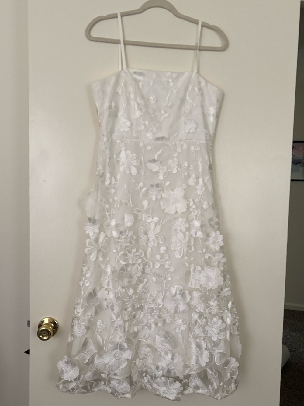 NWT Lulus White Floral Appliqué A-Line Dress